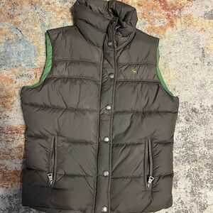 Abercrombie & Fitch Olive Puffer Vest with Lime Lining